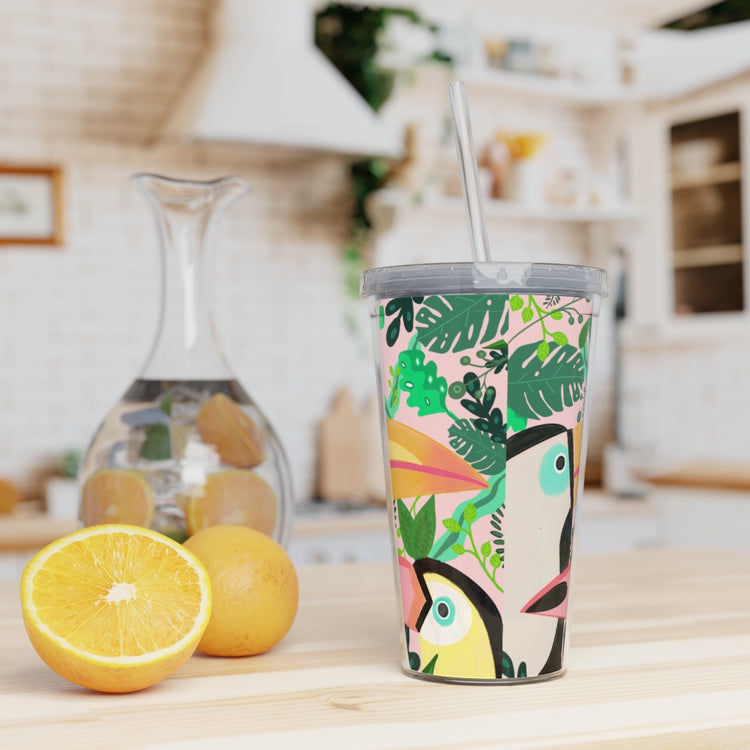 Two Toucan Plastic Tumbler with Straw
