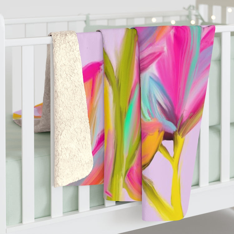 Mighty Magnolias Sherpa Fleece Blanket