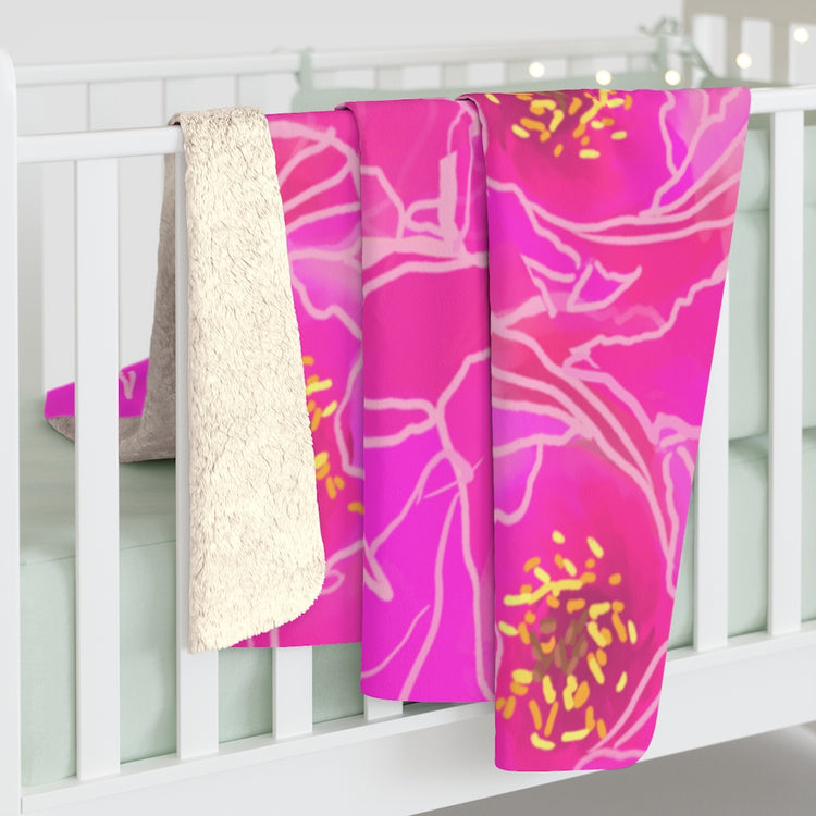 Pink Peonies Sherpa Fleece Blanket