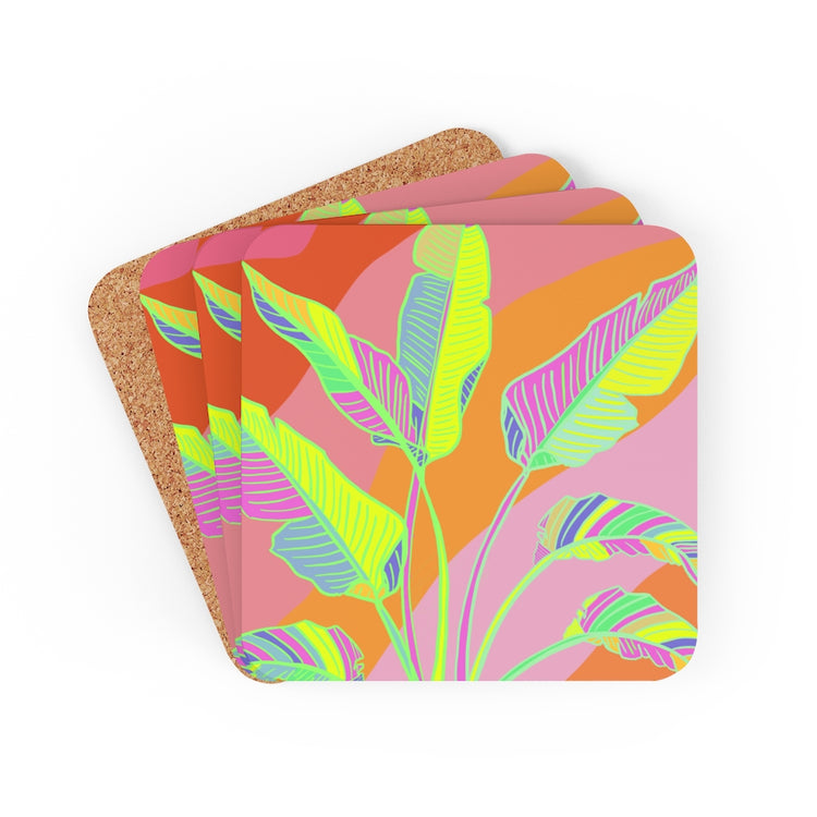 Banana Rave Corkwood Coaster Set