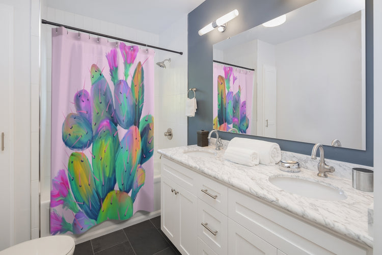 Pink Prickly Pear Shower Curtain
