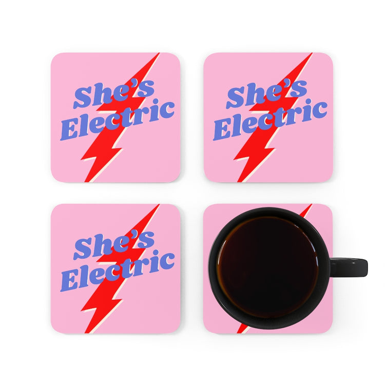 She's Electric Corkwood Coaster Set