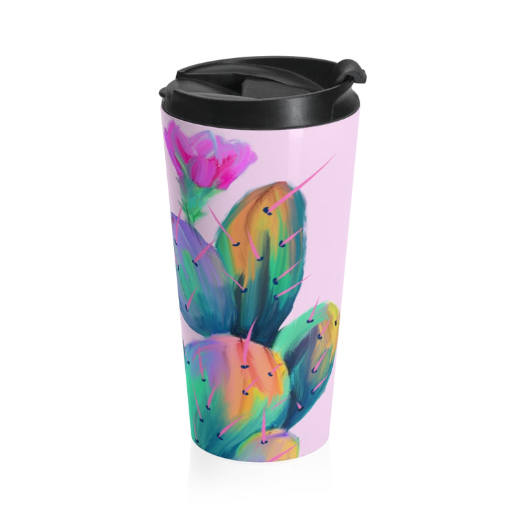 Pink Prickly Pear Stainless Steel Travel Mug