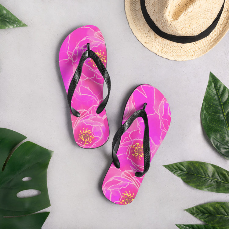 Pink Peonies Flip-Flops
