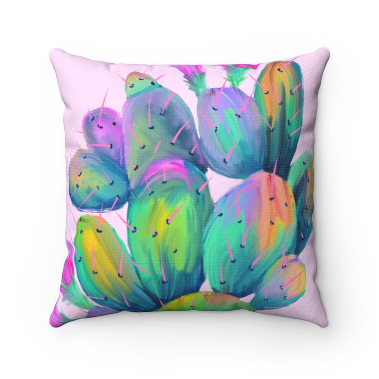 Pink Prickly Pear Square Pillow