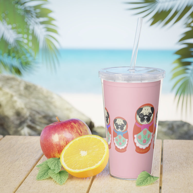 Russian Pancakes Plastic Tumbler with Straw