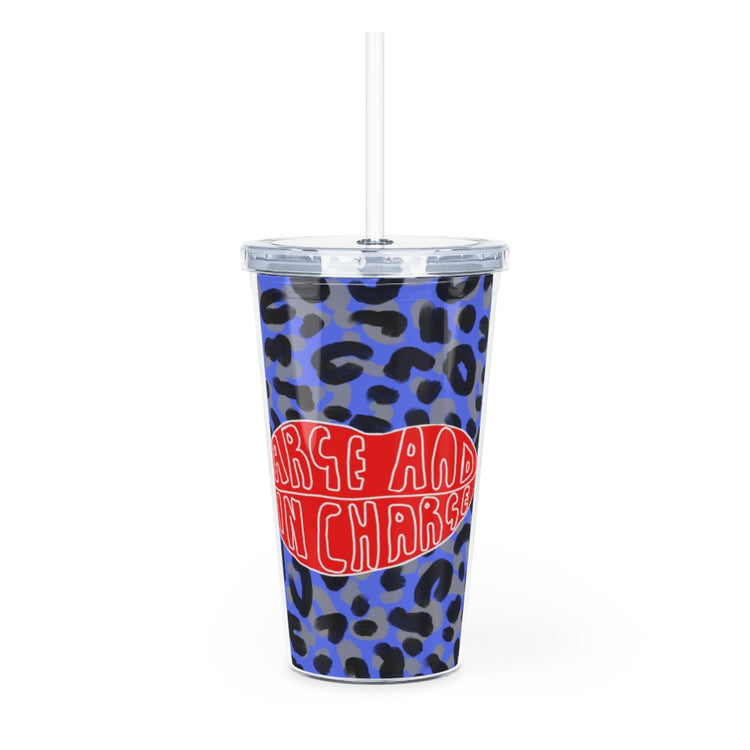 Large and In Charge Plastic Tumbler with Straw
