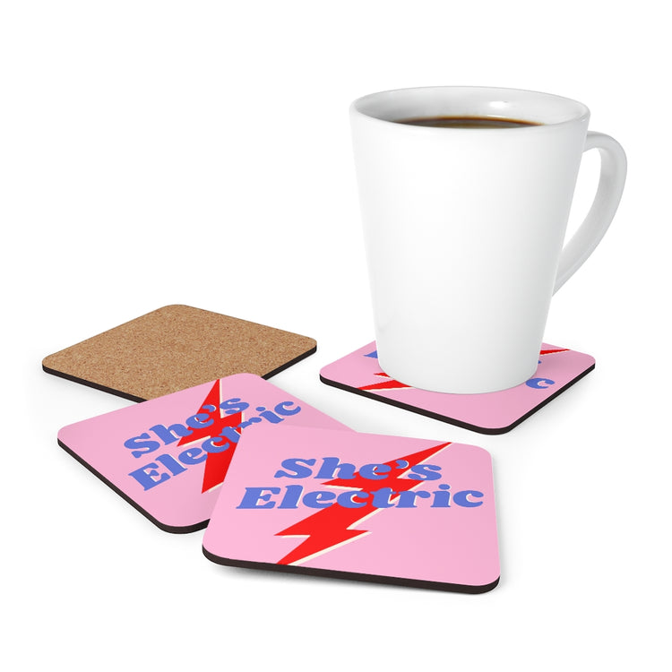 She's Electric Corkwood Coaster Set