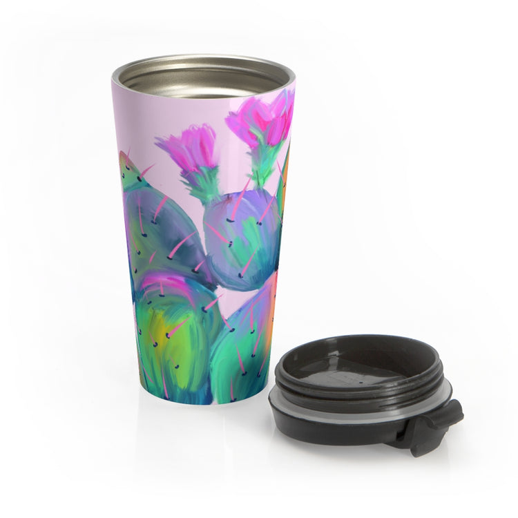 Pink Prickly Pear Stainless Steel Travel Mug