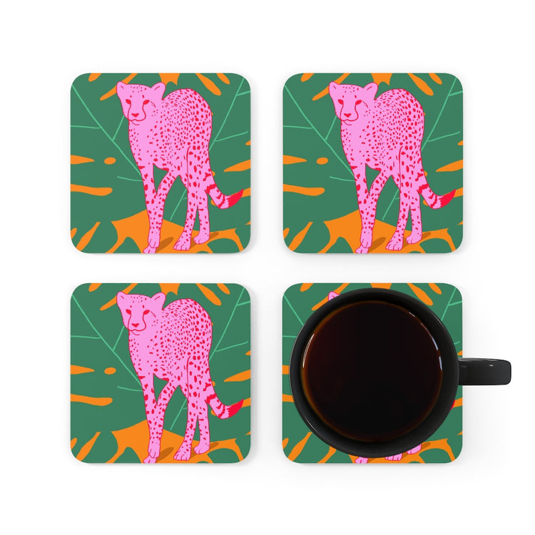 A quick cheetah Corkwood Coaster Set