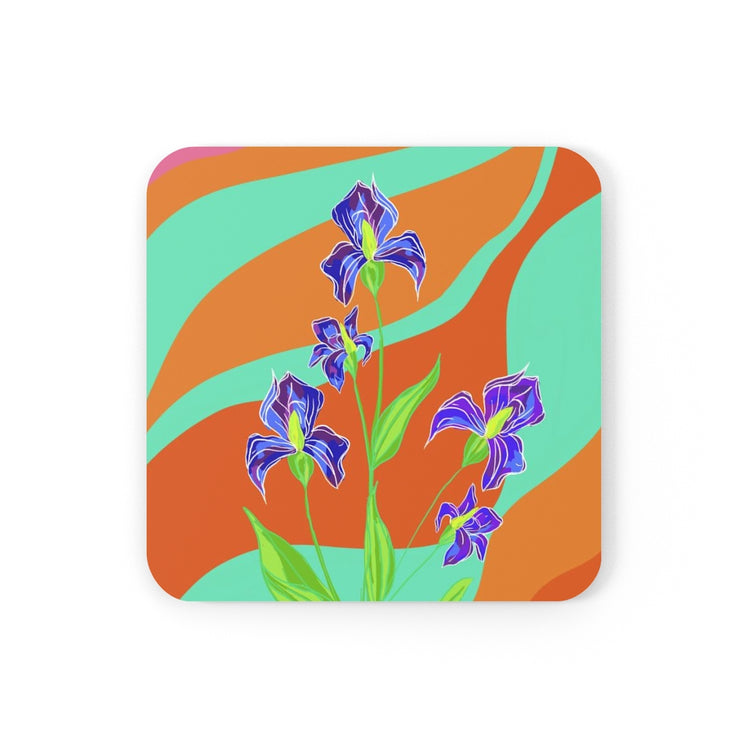 Groovy Iris Corkwood Coaster Set