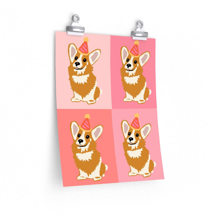 Four Corgs vertical poster
