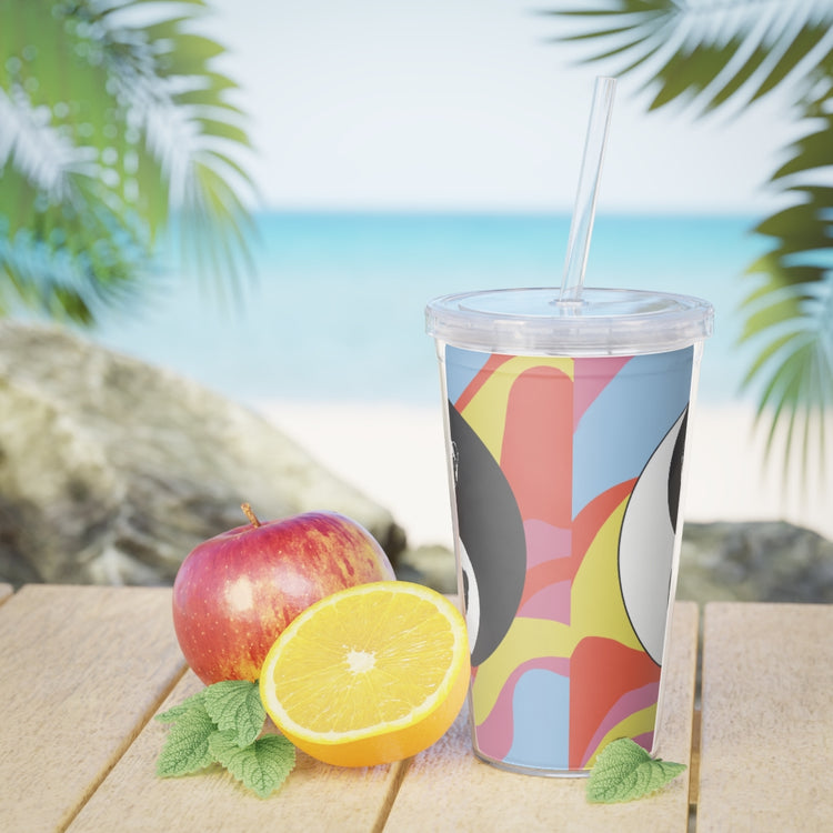 Yin Yang Pancakes Plastic Tumbler with Straw