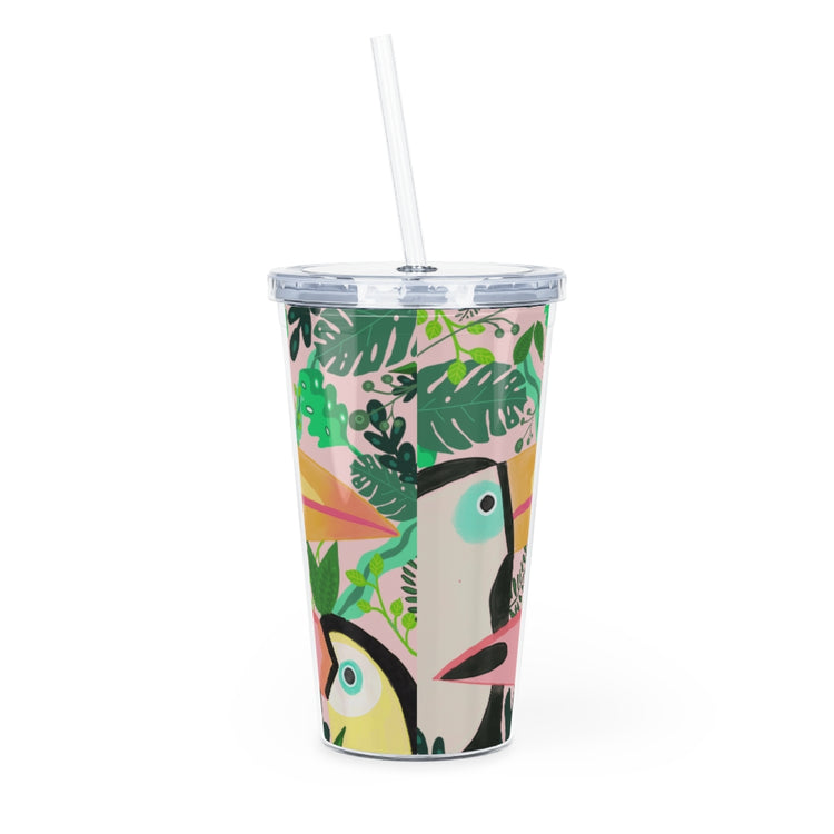 Two Toucan Plastic Tumbler with Straw