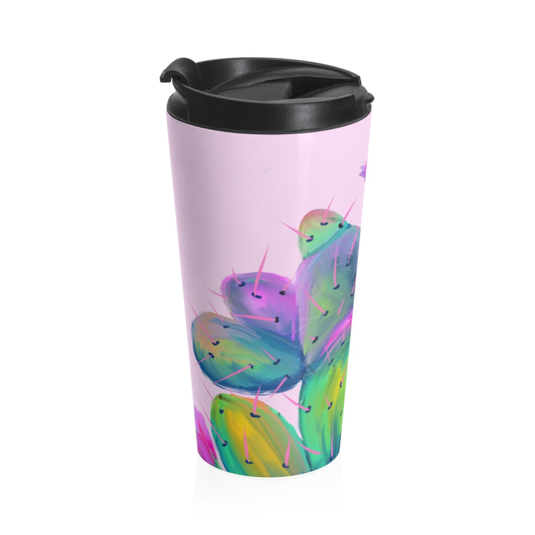 Pink Prickly Pear Stainless Steel Travel Mug