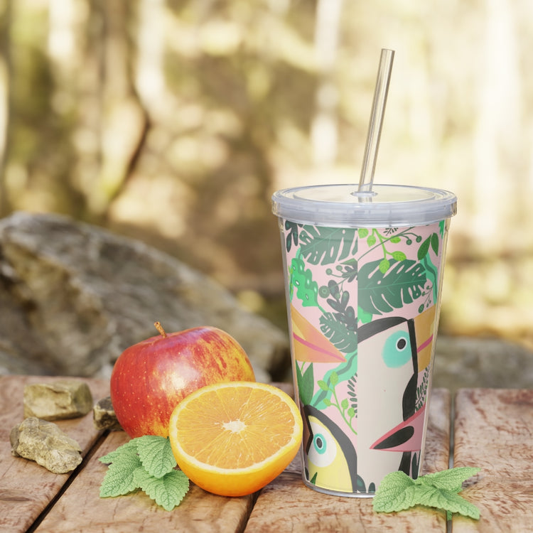 Two Toucan Plastic Tumbler with Straw