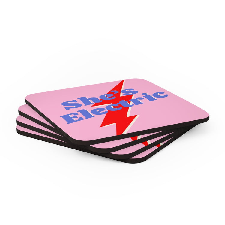 She's Electric Corkwood Coaster Set