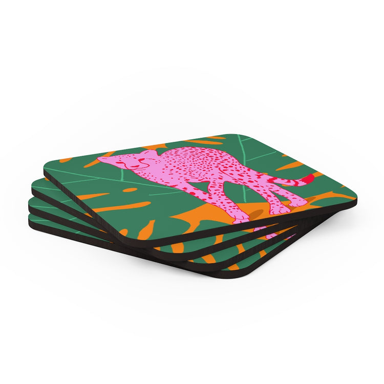 A quick cheetah Corkwood Coaster Set