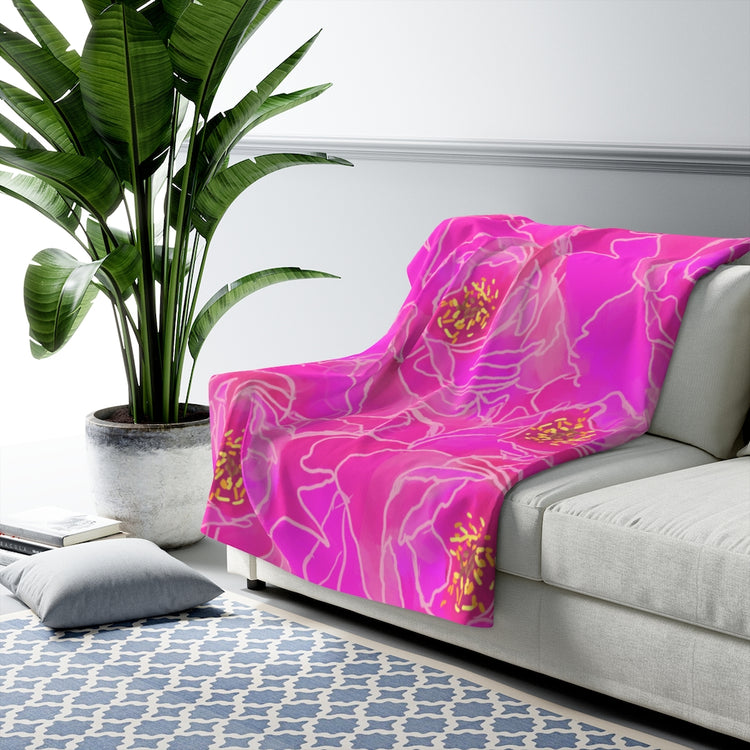 Pink Peonies Sherpa Fleece Blanket