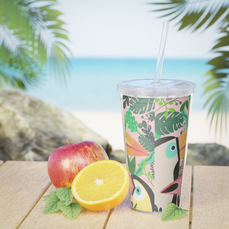 Two Toucan Plastic Tumbler with Straw