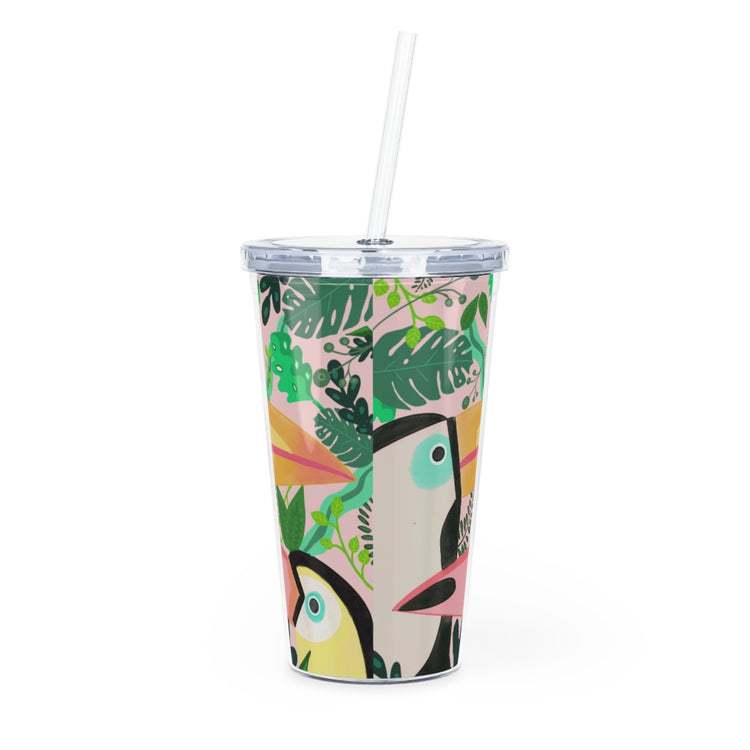 Two Toucan Plastic Tumbler with Straw