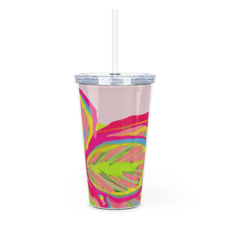 Colourful Calathea Plastic Tumbler with Straw