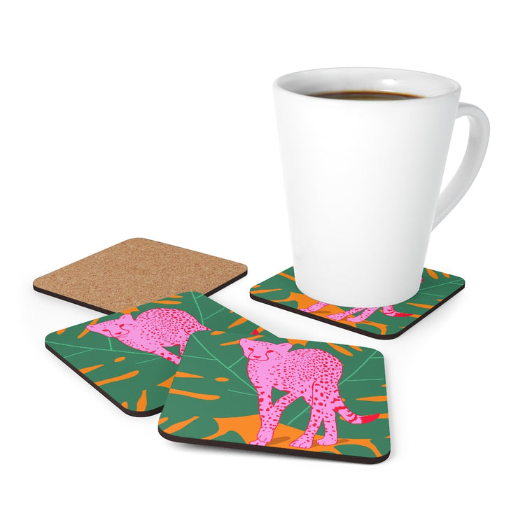 A quick cheetah Corkwood Coaster Set