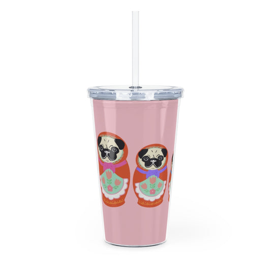 Russian Pancakes Plastic Tumbler with Straw