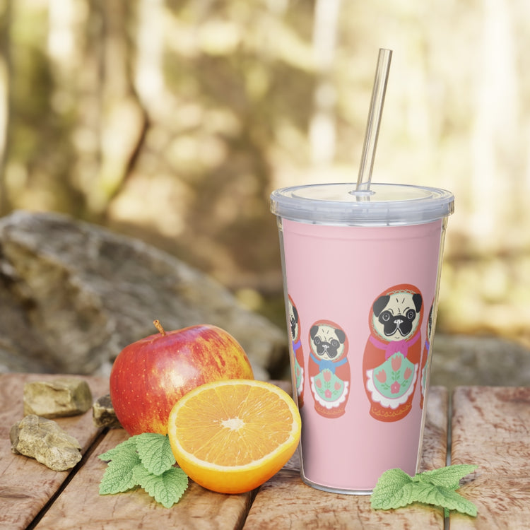 Russian Pancakes Plastic Tumbler with Straw