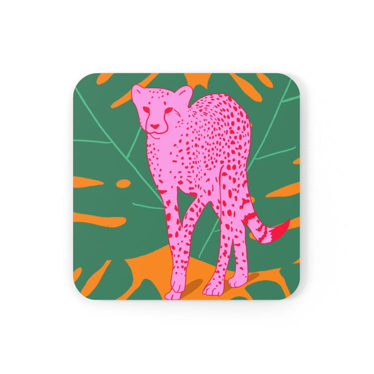 A quick cheetah Corkwood Coaster Set