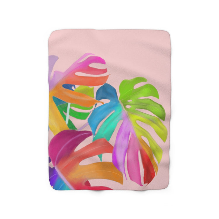 Magical Monstera Sherpa Fleece Blanket