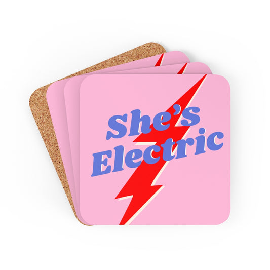 She's Electric Corkwood Coaster Set