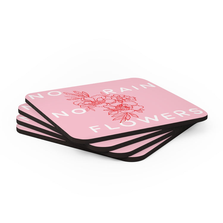No Rain No Flowers Corkwood Coaster Set