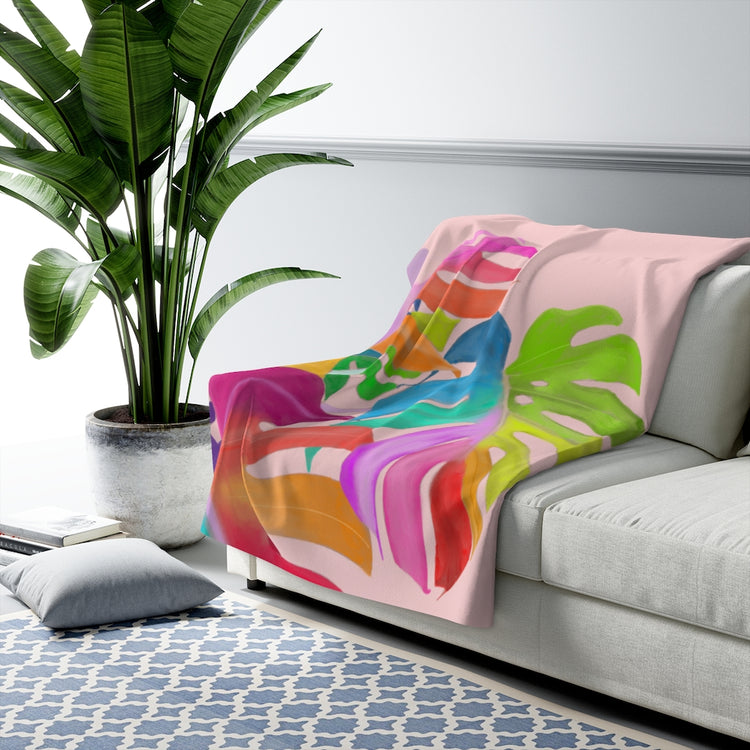 Magical Monstera Sherpa Fleece Blanket