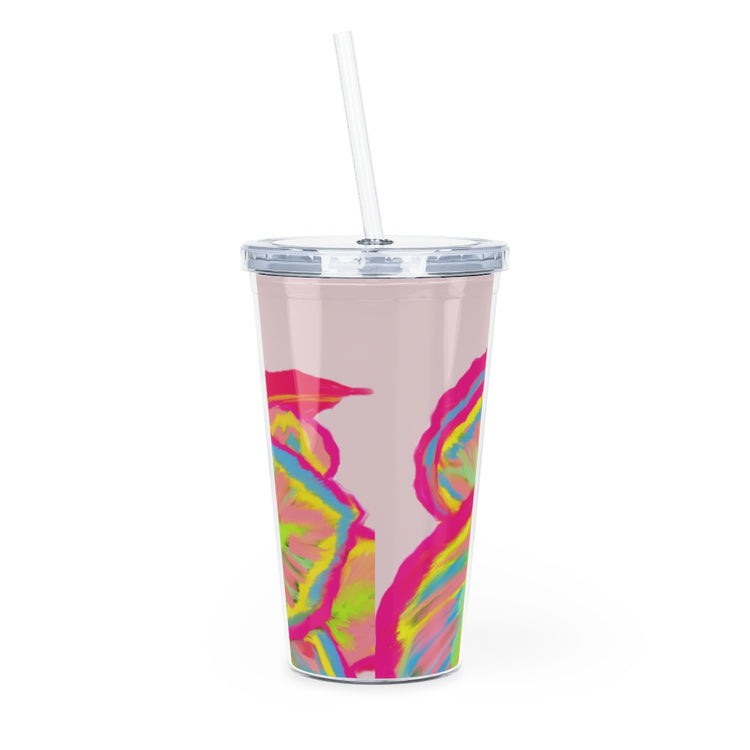 Colourful Calathea Plastic Tumbler with Straw