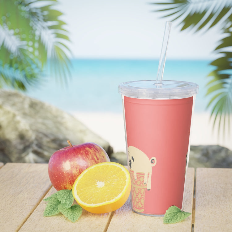 Pancakes and Ice Cream Plastic Tumbler with Straw