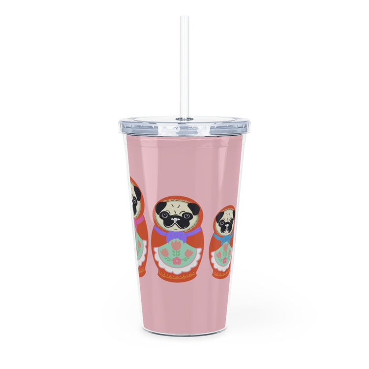 Russian Pancakes Plastic Tumbler with Straw