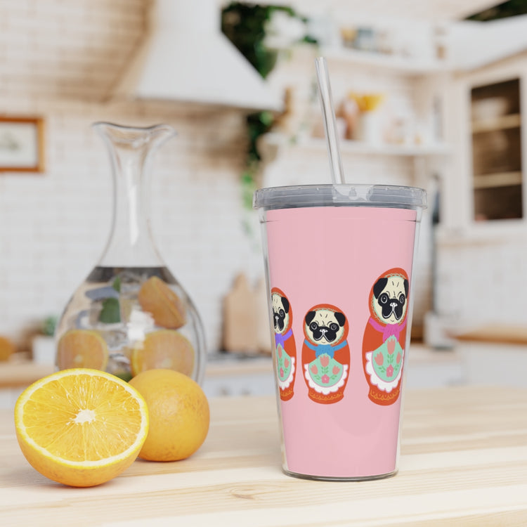 Russian Pancakes Plastic Tumbler with Straw
