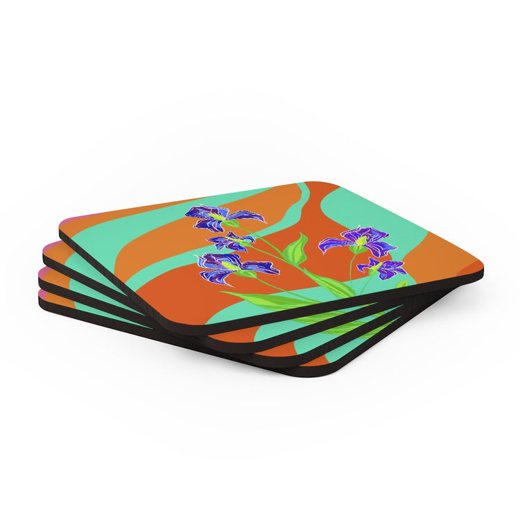 Groovy Iris Corkwood Coaster Set