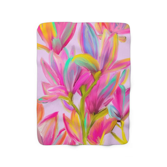 Mighty Magnolias Sherpa Fleece Blanket