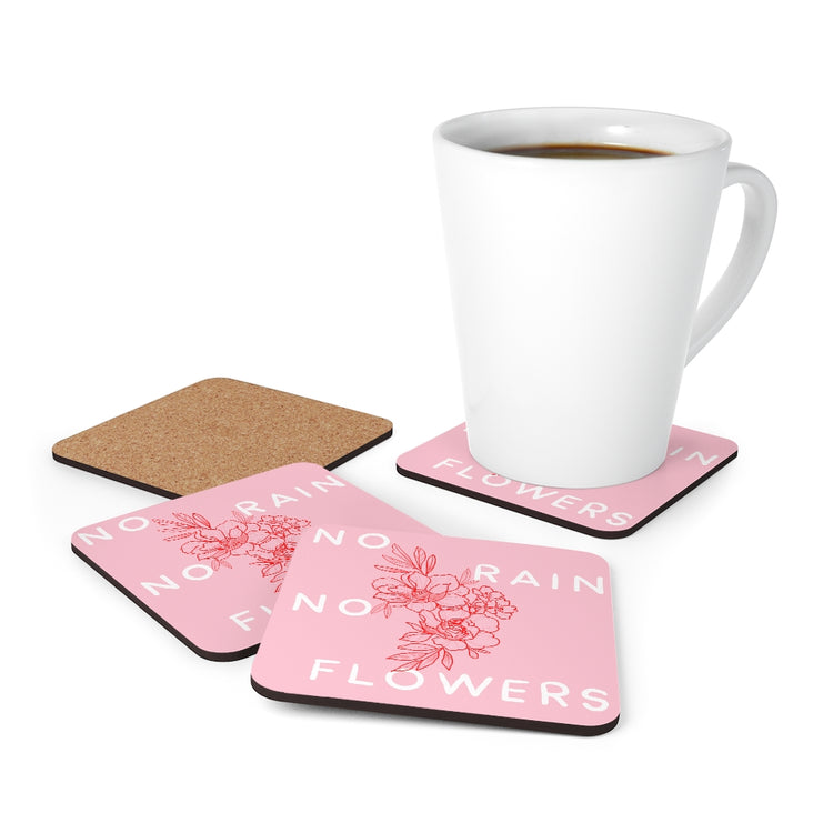 No Rain No Flowers Corkwood Coaster Set