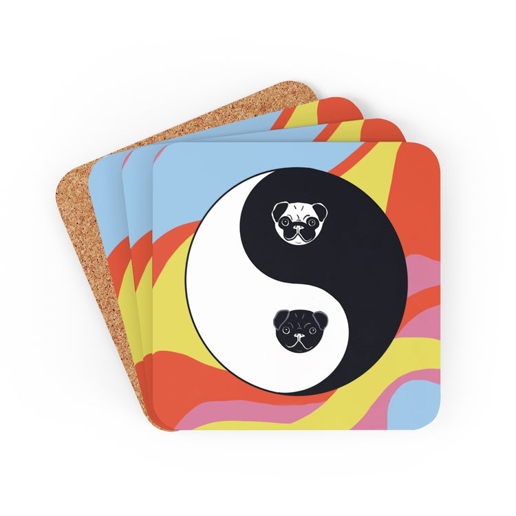 Yin Yang Pancakes Corkwood Coaster Set