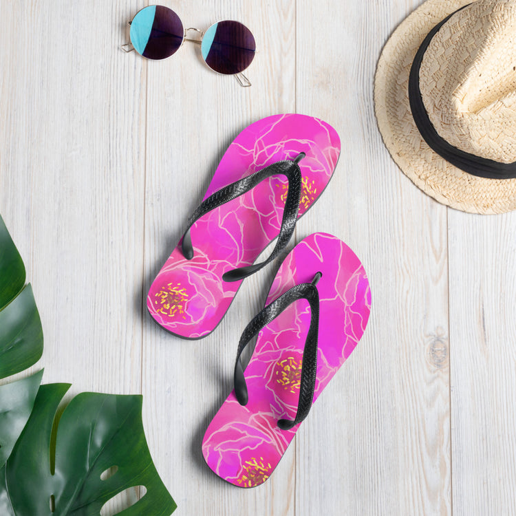Pink Peonies Flip-Flops